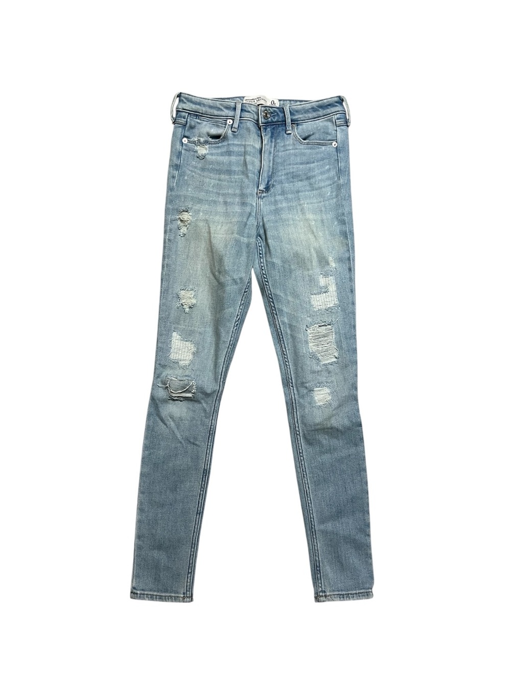 Abercrombie & Fitch Light Blue Distressed Jeans Sz 0 Super Skinny High-rise